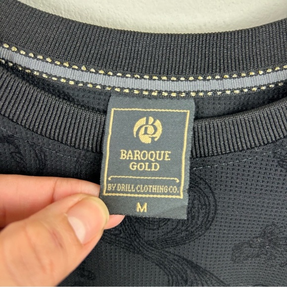 Baroque Gold by Drill Clothing Co. black mesh tee with Edwardian print size: M - Picture 5 of 8